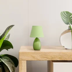 9.45" Petite Ceramic Oblong Bedside Table Desk Lamp With Matching Tapered Drum Shade Green - Creekwood Home -Floor Lamps Store GUEST d370cfe4 7df3 4d3c b5a8 4dd68fce6eec
