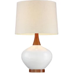360 Lighting Brice Modern Mid Century Accent Table Lamp 23" High Ivory Ceramic Wood Neck Off White Drum Shade For Bedroom Living Room Bedside Office 11 360 Lighting Brice Modern Mid Century Accent Table Lamp 23" High Ivory Ceramic Wood Neck Off White Drum Shade For Bedroom Living Room Bedside Office -Floor Lamps Store GUEST d3ef9ac2 96e0 4e33 85d9 c1fe29f85eb8