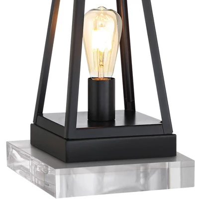 Franklin Iron Works Kacey Modern Table Lamps Set Of 2 With Square Risers 26 3/4" High Dark Metal USB Charging Port Nightlight Oatmeal Shade For Desk 3 Franklin Iron Works Kacey Modern Table Lamps Set Of 2 With Square Risers 26 3/4" High Dark Metal USB Charging Port Nightlight Oatmeal Shade For Desk - Image 3