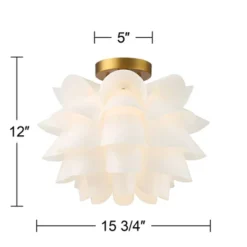 Possini Euro Design Modern Ceiling Light Semi Flush Mount Fixture White Flower Gold Metal 15 3/4" Wide Living Room Bedroom Kitchen 11 Possini Euro Design Modern Ceiling Light Semi Flush Mount Fixture White Flower Gold Metal 15 3/4" Wide Living Room Bedroom Kitchen -Floor Lamps Store GUEST d4dfbf46 d749 4ed9 ad97 3bda7c01cd2a