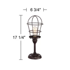 Franklin Iron Works Modern Industrial Desk Table Lamp 17 1/4" High Bronze Wire Cage Edison Bulb For Bedroom Bedside Office -Floor Lamps Store GUEST d69be8b0 7343 40e5 aea2 633e3126772a