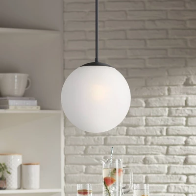 360 Lighting Ciana Black Mini Pendant 10" Wide Modern Orb Frosted Globe Glass Shade For Dining Room House Foyer Kitchen Island Entryway Bedroom Home 1 360 Lighting Ciana Black Mini Pendant 10" Wide Modern Orb Frosted Globe Glass Shade For Dining Room House Foyer Kitchen Island Entryway Bedroom Home