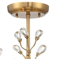 Vienna Full Spectrum Brielle Modern Ceiling Light Semi Flush Mount Fixture 18 1/2" Wide Brass Vine Leaf 4-Light Clear Crystal Glass For Bedroom House -Floor Lamps Store GUEST dc84879d bb64 4c05 9f45 d5813a85c41f