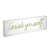 20" Treat Yo Self Contemporary Glam Acrylic Box Pendant (Includes LED Light Bulb) Neon Yellow - JONATHAN Y
