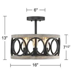 Franklin Iron Works Salima Rustic Farmhouse Ceiling Light Semi Flush Mount 16" Wide Black Gray Wood 3-Light For Bedroom Kitchen Living Room Hallway 12 Franklin Iron Works Salima Rustic Farmhouse Ceiling Light Semi Flush Mount 16" Wide Black Gray Wood 3-Light For Bedroom Kitchen Living Room Hallway -Floor Lamps Store GUEST e0c2b019 6fe8 41bd bf27 c4baa64e8632