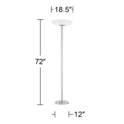 Possini Euro Design Meridian Light Blaster Modern Torchiere Floor Lamp 72" Tall Brushed Nickel LED Frosted Glass Shade For Living Room Bedroom Office -Floor Lamps Store GUEST e1694616 6618 4ddf a110 547269b9f2f9