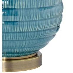 360 Lighting Modern Table Lamps 24" High Set Of 2 Coastal Ceramic Sky Blue Glaze Linen Fabric Drum Shade For Living Room Family Bedroom -Floor Lamps Store GUEST e245997e 1eda 4322 a5a8 688b888aa275