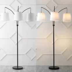 72.5" 3-Light Sylva Mid-Century Modern Head-Adjustable Iron LED Arc Floor Lamp Black (Includes LED Light Bulb) - JONATHAN Y -Floor Lamps Store GUEST e2e28959 cef1 44b3 8b5b 459b755bd8fa