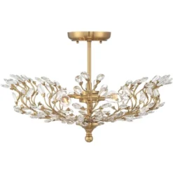 Vienna Full Spectrum Brielle Modern Ceiling Light Semi Flush Mount Fixture 18 1/2" Wide Brass Vine Leaf 4-Light Clear Crystal Glass For Bedroom House -Floor Lamps Store GUEST e38e02a9 5a8a 46bb bf71 db49fd12e911