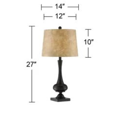 Franklin Iron Works Ross Rustic Farmhouse Table Lamps 27" Tall Set Of 2 Bronze With USB Charging Port Faux Leather Drum Shade For Living Room Desk -Floor Lamps Store GUEST e3a75b3a 7292 4e9a b668 e2fab802ce9d