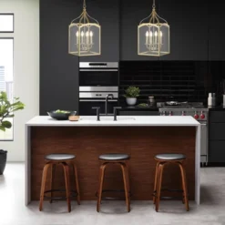 11" LED 4-light Ruth Classic Lantern Metal/Glass Pendant Antique Gold - JONATHAN Y -Floor Lamps Store GUEST e40fe0df 5954 4af9 ae1d aa20df1bc342