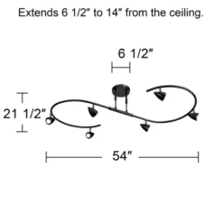 Pro Track Salazar S-Wave 6-Head LED Ceiling Track Light Fixture Kit Spot Light GU10 Adjustable Black Metal Modern Kitchen Bathroom Dining 54" Wide -Floor Lamps Store GUEST e411a058 8b4d 434e aab8 69d7d49db37b