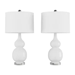Set Of 2 Ceramic Double Gourd Table Lamps White (Includes LED Light Bulb) - Trademark Global -Floor Lamps Store GUEST e543afd3 4075 4382 9b32 e826b9207b01