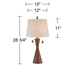 360 Lighting Omar Modern Table Lamp 28 3/4" Tall Warm Brown Wood Hourglass Oatmeal Fabric Drum Shade For Bedroom Living Room Bedside Nightstand Office -Floor Lamps Store GUEST e6133243 7521 466c 866d fc796a8ed041