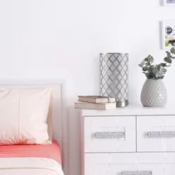 Tree Bark Pattern Uplight Table Lamp Medium Silver (Includes LED Light Bulb) - Lavish Home -Floor Lamps Store GUEST e656b294 9e9f 47d4 8a92 17e0b97348bd