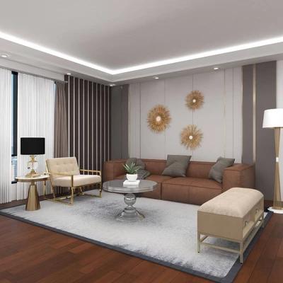 Crystal Table Lamp With Drum Shade Gold - Olivia & May 7 Crystal Table Lamp With Drum Shade Gold - Olivia & May - Image 7