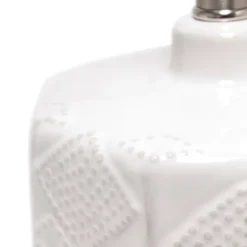 19" Contemporary Bohemian Ceramic Eyelet Pattern Floral Textured Bedside Table Lamp With Fabric Shade Off-White - Lalia Home -Floor Lamps Store GUEST e949fdb2 40f1 4eb4 bd3d 0494059d6991