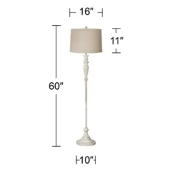 360 Lighting Vintage Shabby Chic Floor Lamp 60" Tall Antique White Washed Natural Linen Fabric Drum Shade For Living Room Reading Bedroom Office -Floor Lamps Store GUEST e9bba1ca c7ba 4721 ae7b 54cc95cd1ebe