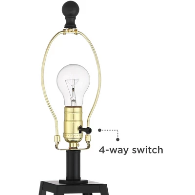 Franklin Iron Works Kacey Modern Table Lamps Set Of 2 With Square Risers 26 3/4" High Dark Metal USB Charging Port Nightlight Oatmeal Shade For Desk 2 Franklin Iron Works Kacey Modern Table Lamps Set Of 2 With Square Risers 26 3/4" High Dark Metal USB Charging Port Nightlight Oatmeal Shade For Desk - Image 2