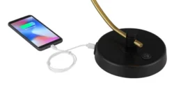 Possini Euro Design Modern Mid Century Desk Lamp 28 1/2" Tall Warm Gold Black With Dual USB Charging Ports For Bedroom Living Room Office Reading Home -Floor Lamps Store GUEST ee822b21 e909 4710 a79e 6b9be7bfdb3e