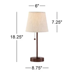360 Lighting Justin Modern Accent Table Lamps 18 1/4" High Set Of 2 Marbled Bronze Metal With USB Charging Ports Oatmeal Drum Shade For Bedroom Desk -Floor Lamps Store GUEST f15c6aa9 4789 4777 9452 680505e9b5c6