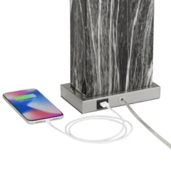 360 Lighting Connie Modern Table Lamps Set Of 2 25" High Black Faux Marble With USB Charging Ports White Rectangular Shade For Living Room House Desk -Floor Lamps Store GUEST f2109386 d3b3 46c3 91ac 031ddcc0ab21