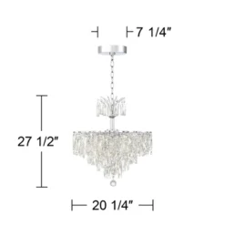 Vienna Full Spectrum Villette Chrome Chandelier 27 1/2" Wide Modern Cascade Crystal 6-Light LED Fixture For Dining Room Foyer Kitchen Island Entryway -Floor Lamps Store GUEST f234766a be92 4b96 ae8a 902bc3d4b6e5