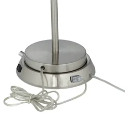 360 Lighting Reiner Modern Accent Table Lamp 23" High Blue Green Glass Nickel With USB And AC Power Outlet In Base Off White Drum Shade For Home Desk -Floor Lamps Store GUEST f485576e a842 4878 9a51 a5ea7ce04759