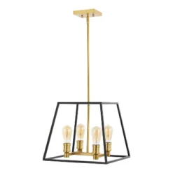 15" 4-Light Lloyd Farmhouse Industrial Iron LED Pendant Black/Brass Gold - JONATHAN Y 20 15" 4-Light Lloyd Farmhouse Industrial Iron LED Pendant Black/Brass Gold - JONATHAN Y -Floor Lamps Store GUEST f4b14be4 60f5 4a28 afce 29568451cb38