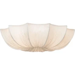 Possini Euro Design Planetarium Modern Ceiling Light Flush Mount Fixture 21" Wide Chrome 3-Light Ivory Fabric Scalloped Bowl For Bedroom Living Room -Floor Lamps Store GUEST f60a00a1 5cb3 4db1 9830 ba7204aa3cb4