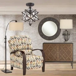 Franklin Iron Works Cuthbert Modern Farmhouse Ceiling Light Semi Flush Mount Fixture 11" Wide Black Iron Moravian Star Clear Glass Panels For Bedroom -Floor Lamps Store GUEST f61eb74a 5464 4b92 8fa7 f7f16f52a045