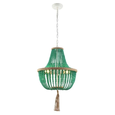 3-Light Lush Kristi Beaded Pendant Emerald - Safavieh 1 3-Light Lush Kristi Beaded Pendant Emerald - Safavieh