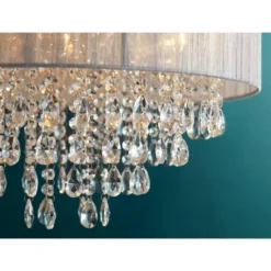 Possini Euro Design Jolie Chrome Chandelier Lighting 20" Wide Modern Crystal Silver Fabric Shade 7-Light Fixture For Dining Room House Kitchen Island -Floor Lamps Store GUEST f80f3409 3b81 4e99 9dcb b5a25972f185