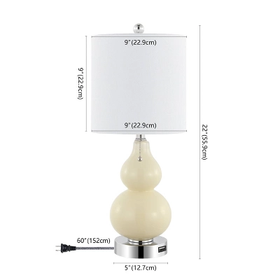(Set Of 2) 22" Cora Classic Vintage Glass LED Table Lamp With USB Charging Port (Includes LED Light Bulb) - JONATHAN Y 2 (Set Of 2) 22" Cora Classic Vintage Glass LED Table Lamp With USB Charging Port (Includes LED Light Bulb) - JONATHAN Y - Image 2