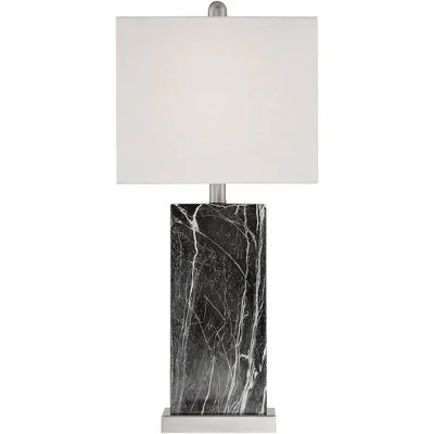 360 Lighting Connie Modern Table Lamps Set Of 2 With Black Marble Riser 25" High Black Faux Marble USB Charging Port White Rectangular Shade For Desk 5 360 Lighting Connie Modern Table Lamps Set Of 2 With Black Marble Riser 25" High Black Faux Marble USB Charging Port White Rectangular Shade For Desk - Image 5