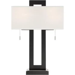 360 Lighting Neil Modern Table Lamp With Clear Riser 26" High Black With USB Charging Port White Rectangular Shade For Bedroom Living Room House Desk -Floor Lamps Store GUEST f9bba6c1 76e8 443d 8c57 7fd6c0901e32 1