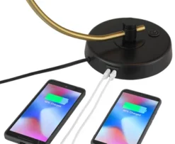 Possini Euro Design Modern Mid Century Desk Lamp 28 1/2" Tall Warm Gold Black With Dual USB Charging Ports For Bedroom Living Room Office Reading Home -Floor Lamps Store GUEST f9c47d67 9358 47c7 884e 9ac57a4ca8b4