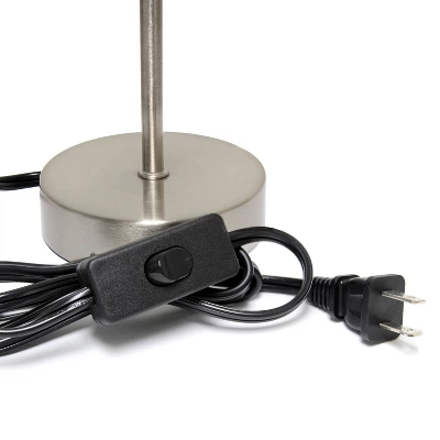 10.5" Petite Metal Stick Bedside Table Desk Lamp In Sand Nickel With Fabric Shade Brown - Creekwood Home 2 10.5" Petite Metal Stick Bedside Table Desk Lamp In Sand Nickel With Fabric Shade Brown - Creekwood Home - Image 2