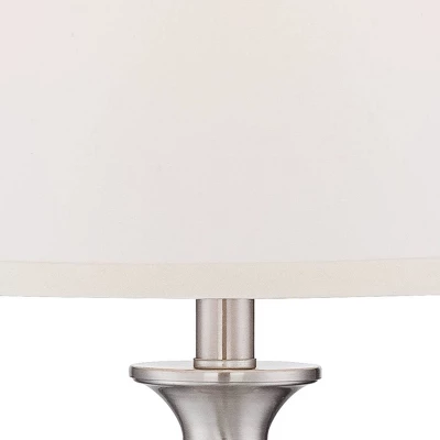 Regency Hill Blair Traditional Table Lamps 25" High Set Of 2 Brushed Nickel White Drum Shade For Bedroom Living Room Bedside Nightstand Office Family 2 Regency Hill Blair Traditional Table Lamps 25" High Set Of 2 Brushed Nickel White Drum Shade For Bedroom Living Room Bedside Nightstand Office Family - Image 2