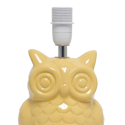 12.8" Contemporary Ceramic Owl Bedside Table Lamp With Matching Fabric Shade Yellow - Simple Designs 2 12.8" Contemporary Ceramic Owl Bedside Table Lamp With Matching Fabric Shade Yellow - Simple Designs - Image 2