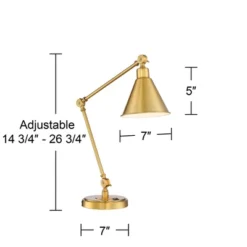 360 Lighting Wray Modern Desk Lamp 26 3/4" High Warm Brass Metal With USB Charging Port Adjustable Arm Head For Bedroom Living Room Bedside House Home -Floor Lamps Store GUEST fcc7e2b3 c90a 493f 8272 af1369b9ba26