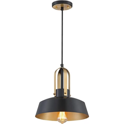 Possini Euro Design Black Warm Brass Mini Pendant Lighting Fixture 12" Wide Farmhouse Rustic For Dining Room House Home Kitchen Island High Ceilings 5 Possini Euro Design Black Warm Brass Mini Pendant Lighting Fixture 12" Wide Farmhouse Rustic For Dining Room House Home Kitchen Island High Ceilings - Image 5