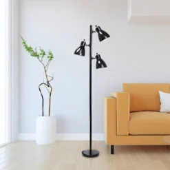 64" Traditional 3 Light Metal Floor Lamp With Adjustable Spotlight Shades Black - Creekwood Home -Floor Lamps Store GUEST fe361259 b342 4c37 9530 a936ca8eca80