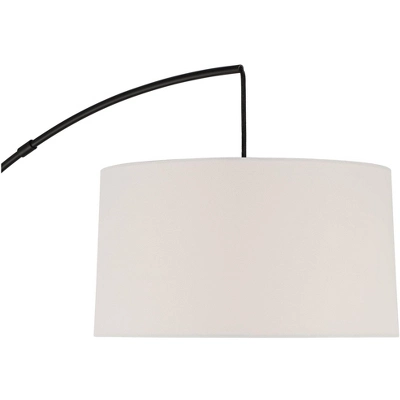 360 Lighting Cora Modern Arc Floor Lamp Standing 72" Tall Black Metal White Linen Drum Shade Decor For Living Room Reading Bedroom Office House Home 2 360 Lighting Cora Modern Arc Floor Lamp Standing 72" Tall Black Metal White Linen Drum Shade Decor For Living Room Reading Bedroom Office House Home - Image 2